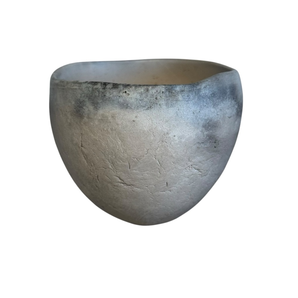 MBE 82 Studio Art Pottery Raku Pinch Pot Bowl Signed Vintage Hand Thrown